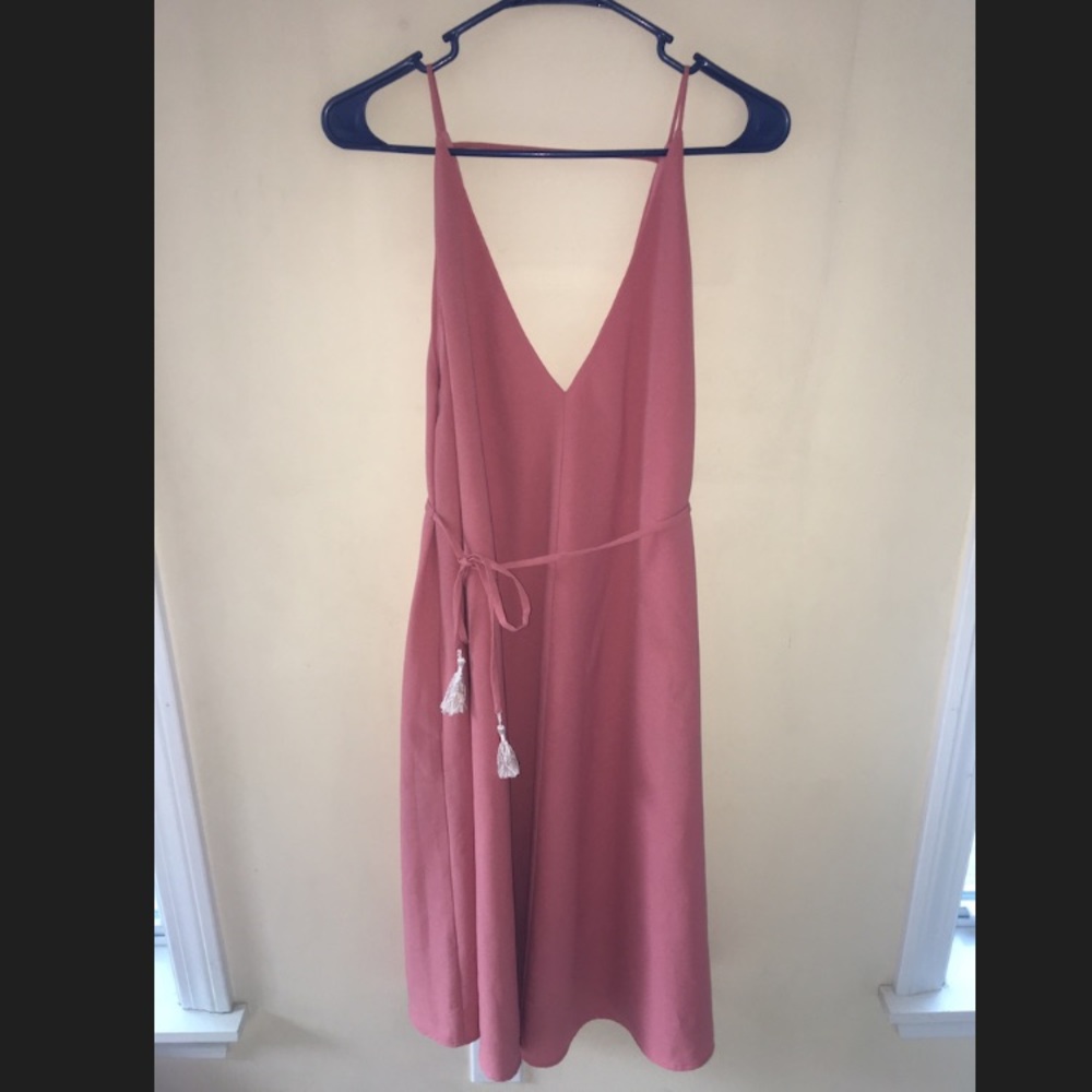 LuLu’s blush midi dress with tie